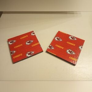 NFL set of two handmade Kansas City Chiefs coasters